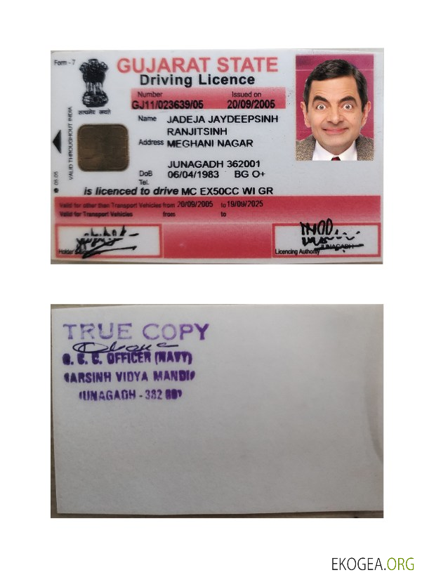 India Gujarat state driving license